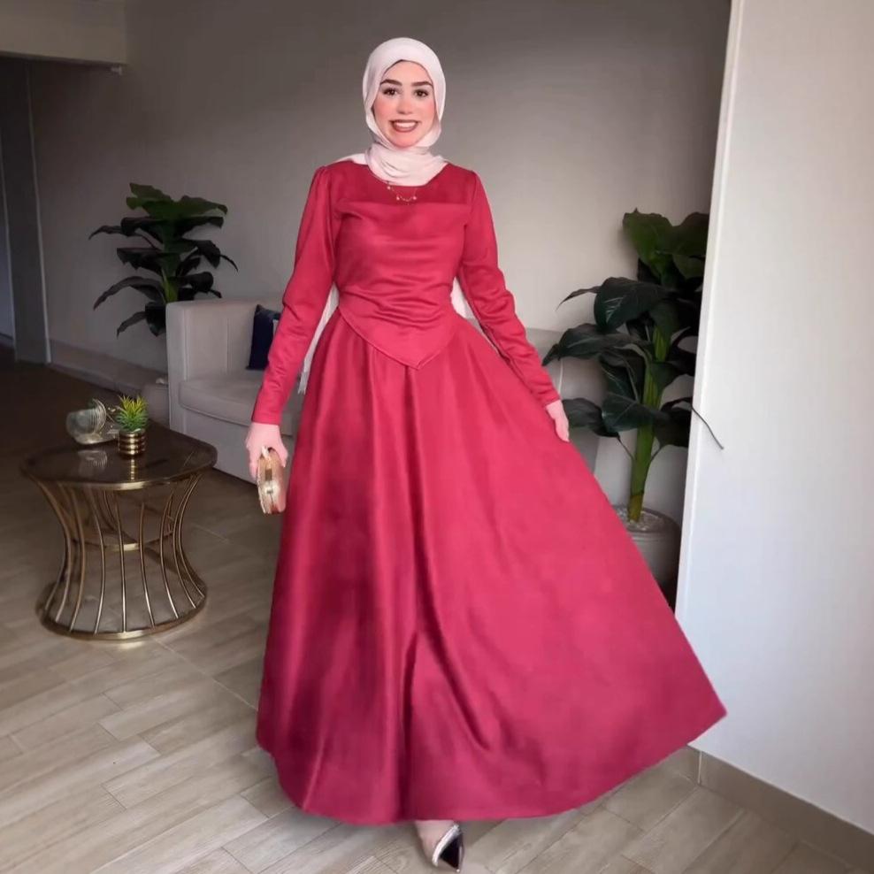 Middle East Arabian Women's Spring New Design Sense Pendulum Lace-up Slim Dress Long Dress