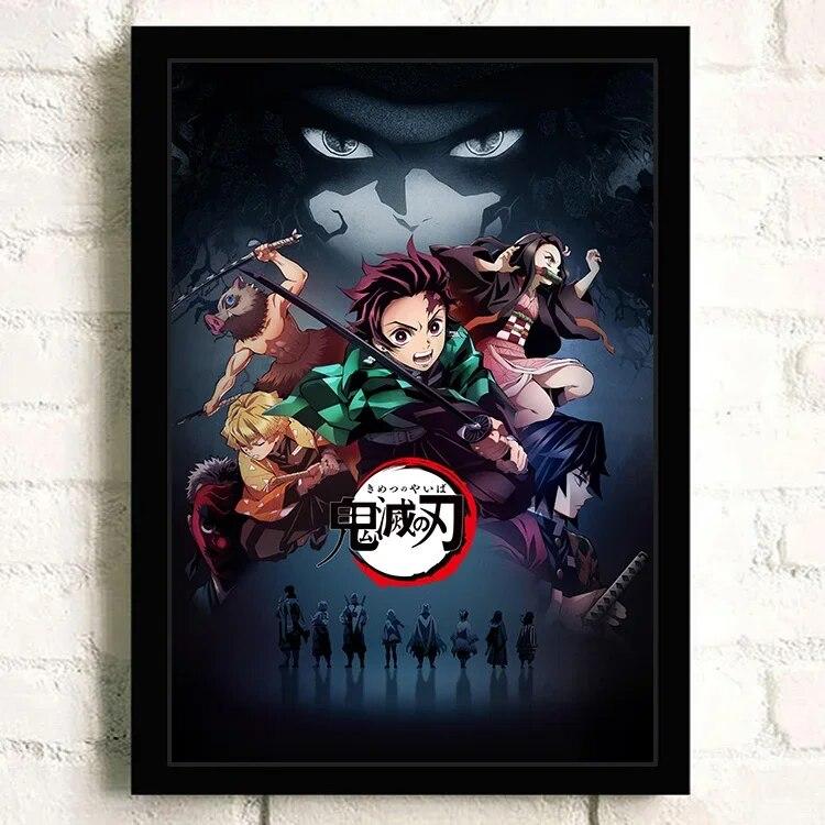 Japanese Popular Anime Demon Slayer Family Wall Art Decoration Poster Children's Room Decoration Wall Sticker Canvas Material