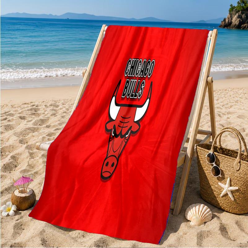 Chicago-Bulls Logo Beach Towel Microfiber Beach Towel, Lightweight and Quick-Dry, for Summer Travel, Swimming Pool Fan Birthday Gift