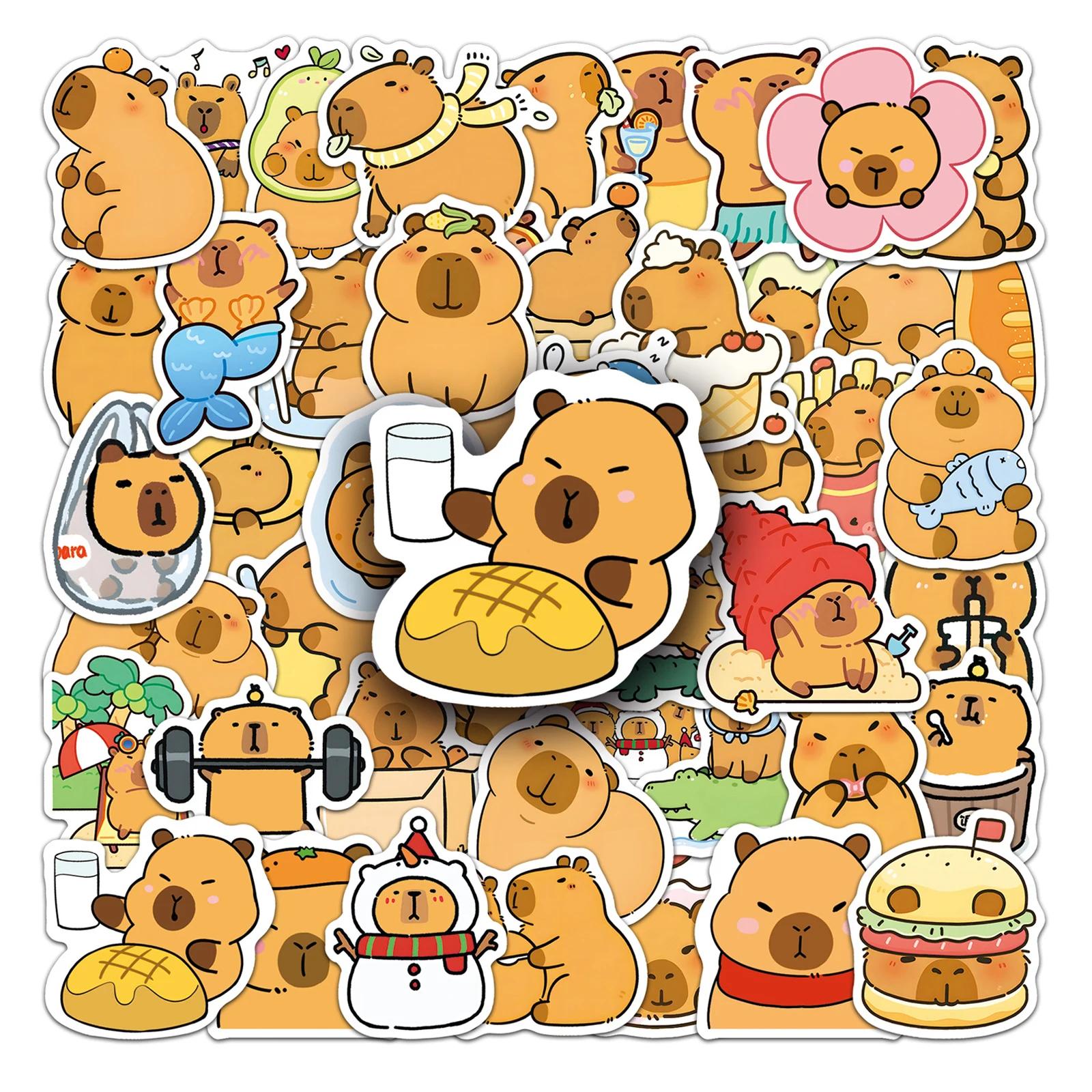 50 PCS Cute Animal Stickers Funny Capybara Waterproof Stickers Capybara Stickers for Water Bottle Scrapbook Luggage Bike разноцветный