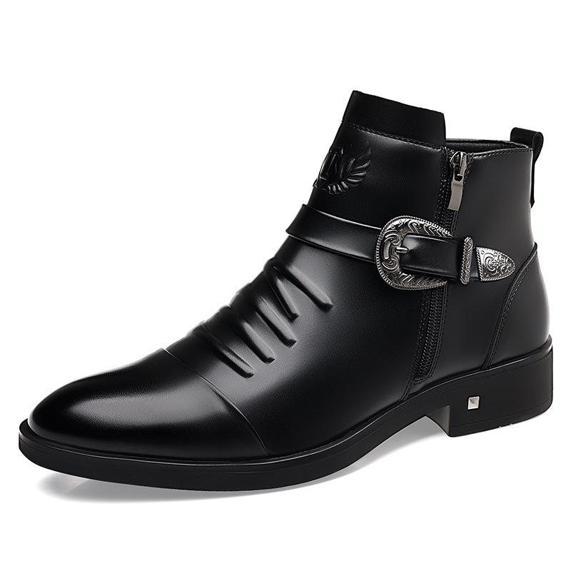 2025 Winter Men's Plus Size British Leather Chelsea Martin Boots - Formal & Fashionable