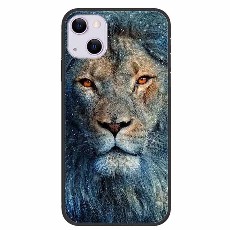 For iPhone 14/14 Plus Case Black Silicone Soft TPU Luxury Flower Animal Back Cover For iPhone 14/14 Plus New Shells for iPhone14