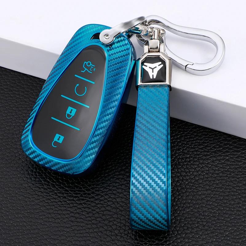 AABHN1 Carbon Fiber Car Smart Key Cover Case for Chevrolet Cruze Camaro Malibu Equinox 2016 2017 2018 2019 Key Chain
