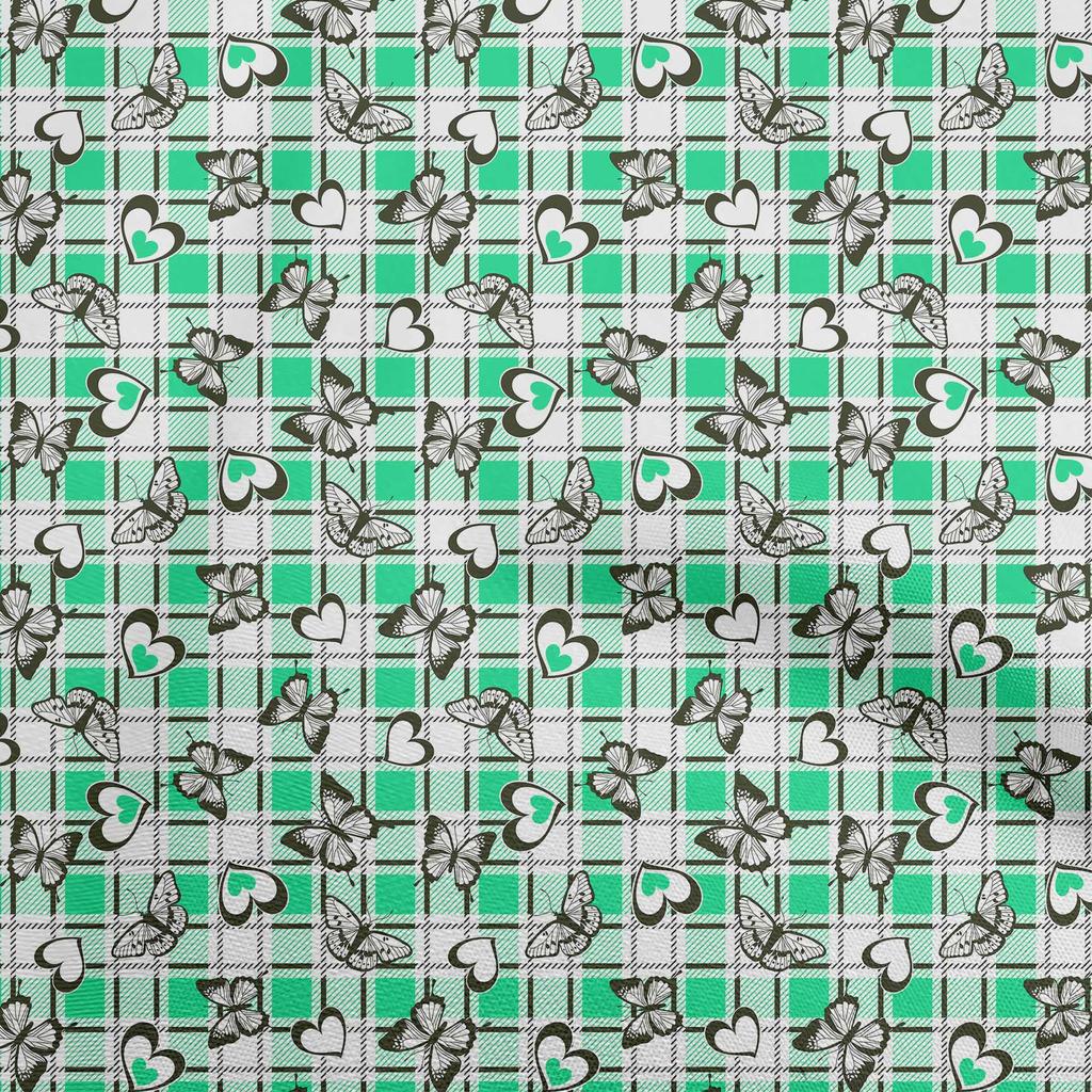 oneOone Tissu Coton Flex Vert Forêt à Carreaux Cœur & Matériel de Couture Imprimé Tissu Au Mètre 40 Pouces