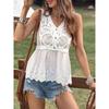 Small Summer European and American Knitted Crochet Hollow Butterfly Single-Breasted Patchwork Embroidered Widened Lace Vest Top
