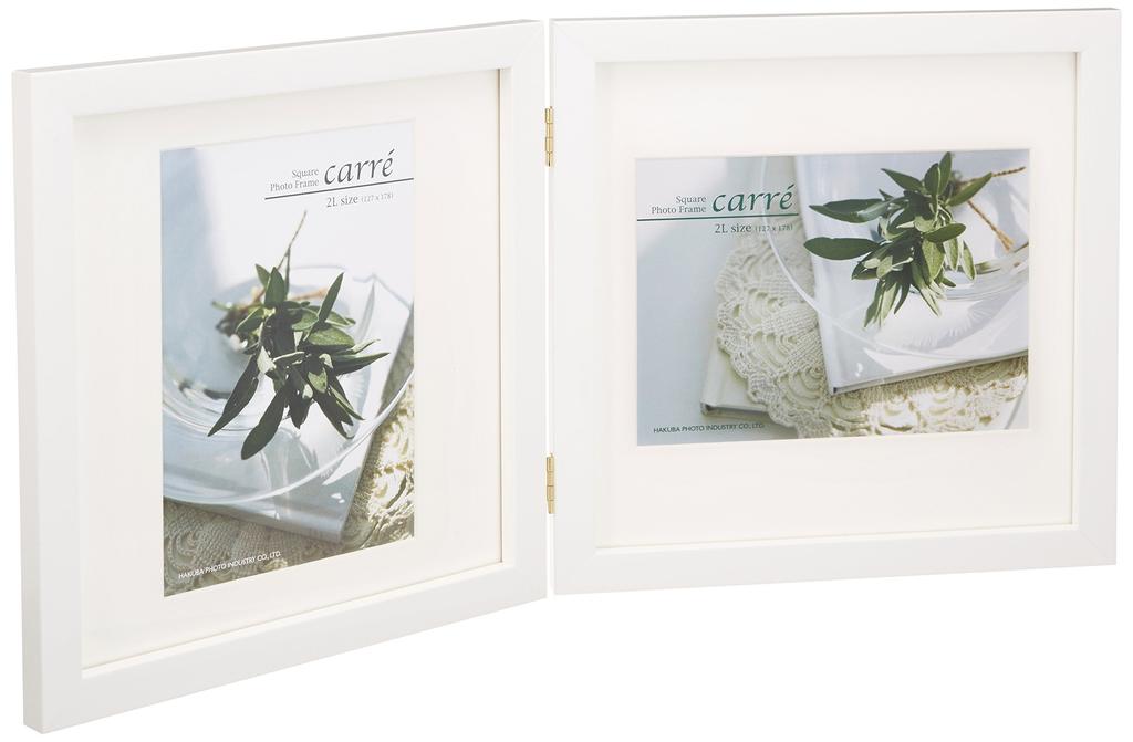 HAKUBA Square Photo 2L 2 Made of Lightweight and Unbreakable PET Can Be Used Vertically or Horizontally Frame, Wooden, Size, Sides, White, 2L, Wooden,
