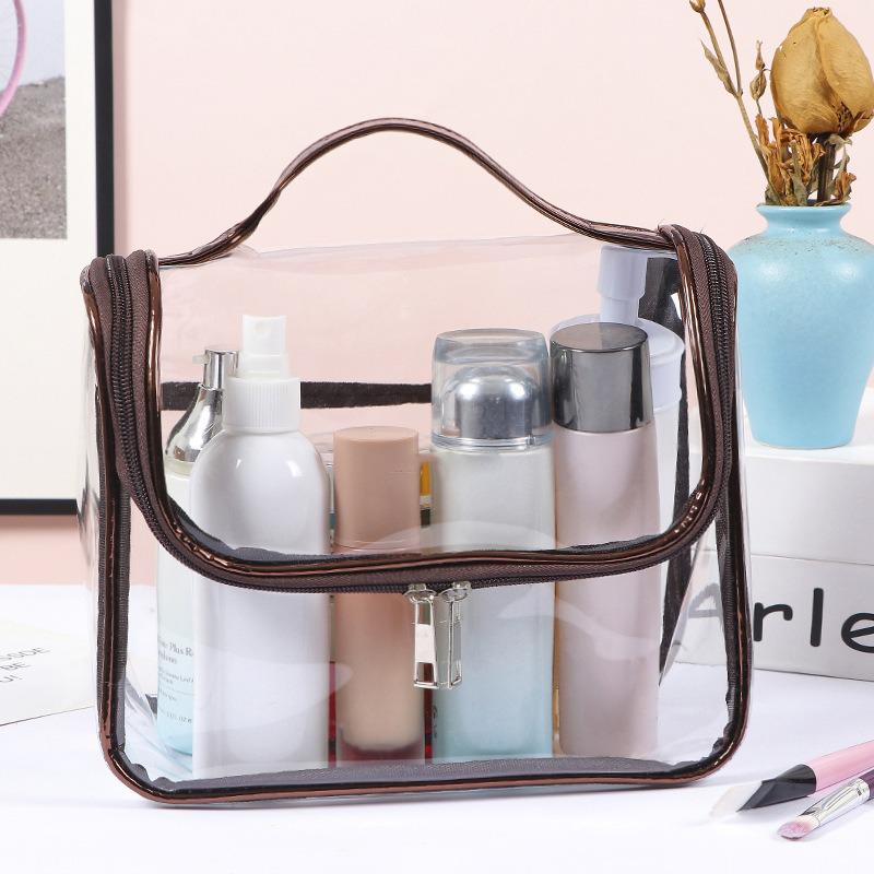 Large Clear PVC Makeup Bag - Waterproof Toiletry Storage Handbag