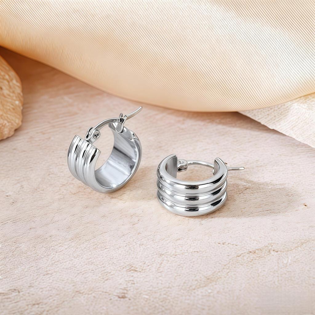 2025 Hot-Selling Titanium Steel Large Hoop Earrings - Simple Round Wire Design