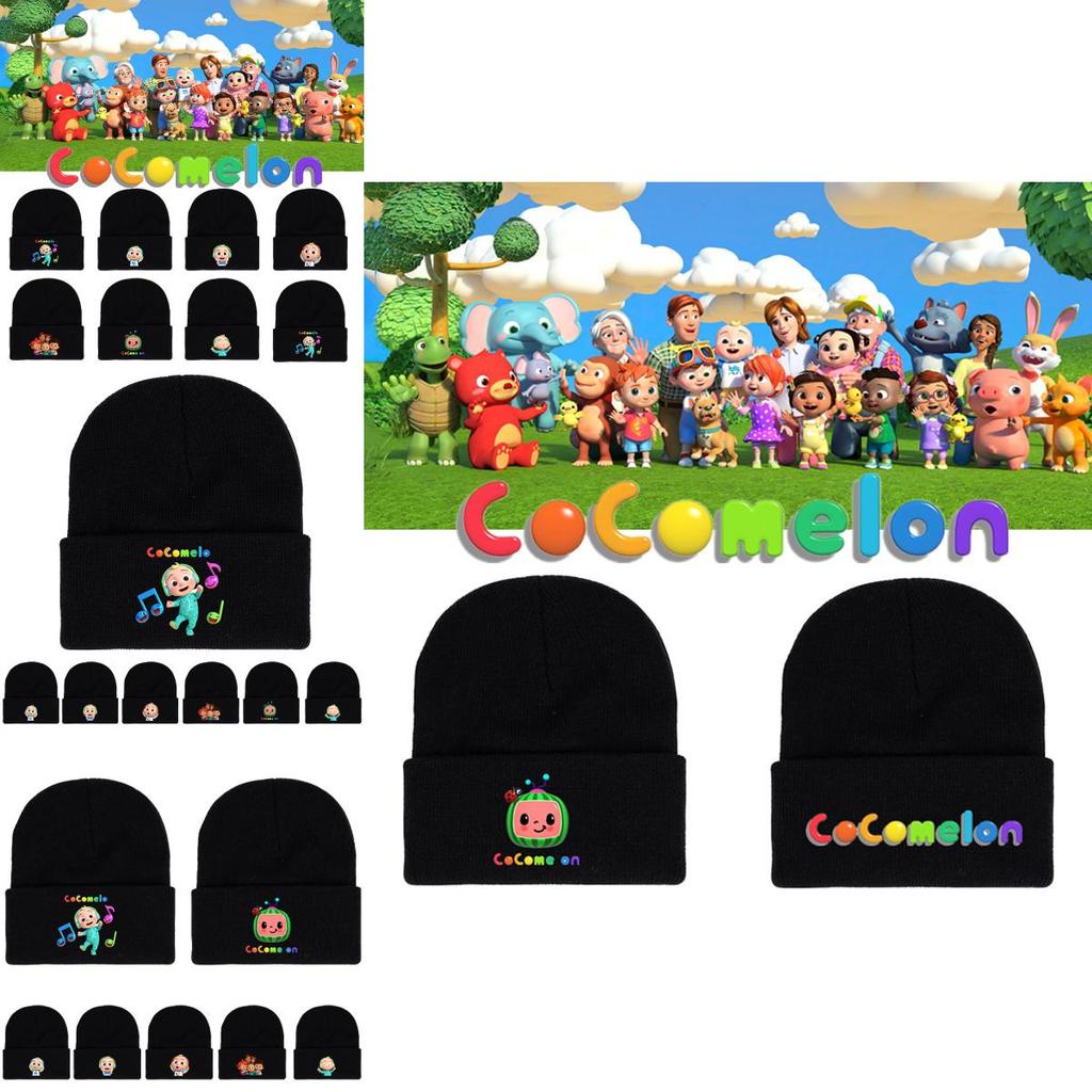 Cocomelon Jj Knitted Beanie Hat Printed Bonnet Kids Warm Hat Hip Hop Cosplay