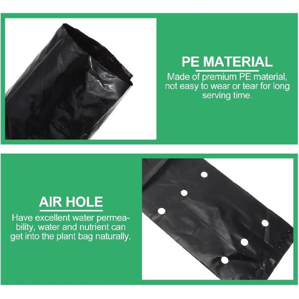 100pcs Plastic Nursery Bags for Gardening Lightweight Planting Pouches Excellent Water Permeability for Fruits Vegetables and Flowers