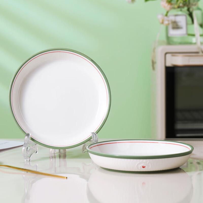 Jingdezhen Happy Cabin Ceramic Deep Dinner Plates (Set of 2)