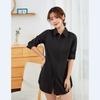 Streetwear Shirt For Women With Spliced Polyester Cotton Fabric Spring Casual Style