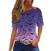 Dame Moteable Casual Kortermet Halloween-trykk Rund Hals Pullovertopp