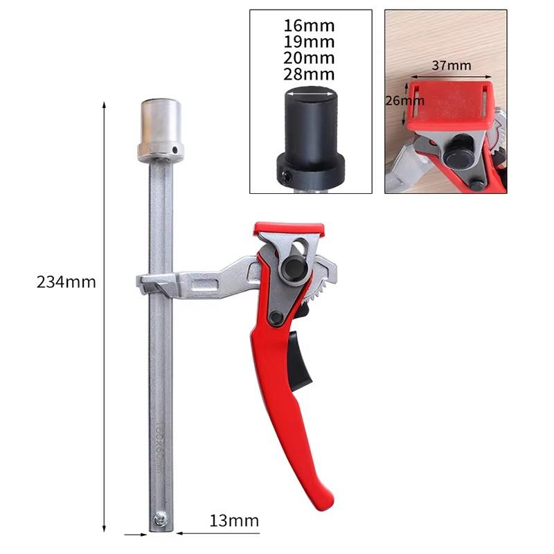 Ratchet Handle Woodworking Bench Clamp, Secure Desktop Hold-Down for 16-28mm Holes, Sturdy Quick-Release Tool