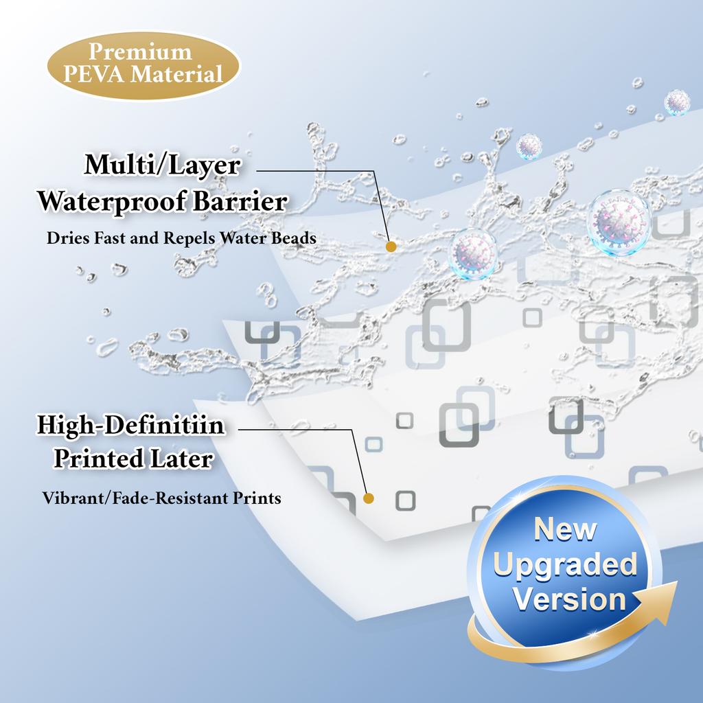 1pc Small Square Artwork Geometric Shower Curtain, Waterproof, PEVA Material, Modern Minimalist Bathroom Decor