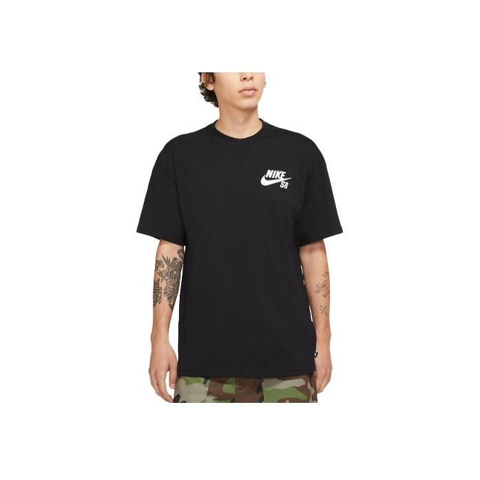 Nike SB Logo Skateboarding Short Sleeve Tee Men Tops Black DC7818-010