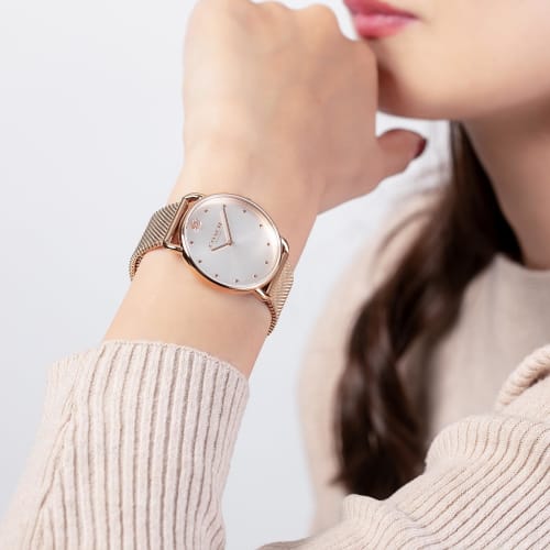 Coach ELLIOT Watch, Stainless Steel, Mineral Glass, Quartz Movement, Water Resistant, Women's, Pink Gold, 14504209