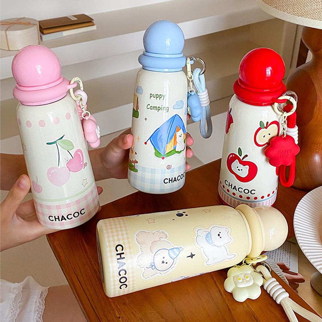 Exquisite cartoon gift thermos cup ins female high-value student 316 stainless steel portable straw double drinking cup