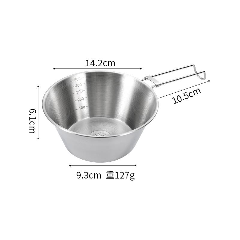 304 Stainless Steel Creative Mountain Outdoor Camping Multifunctional Snow Bowl Folding and Hanging Soup Bowl Cooking Utensils
