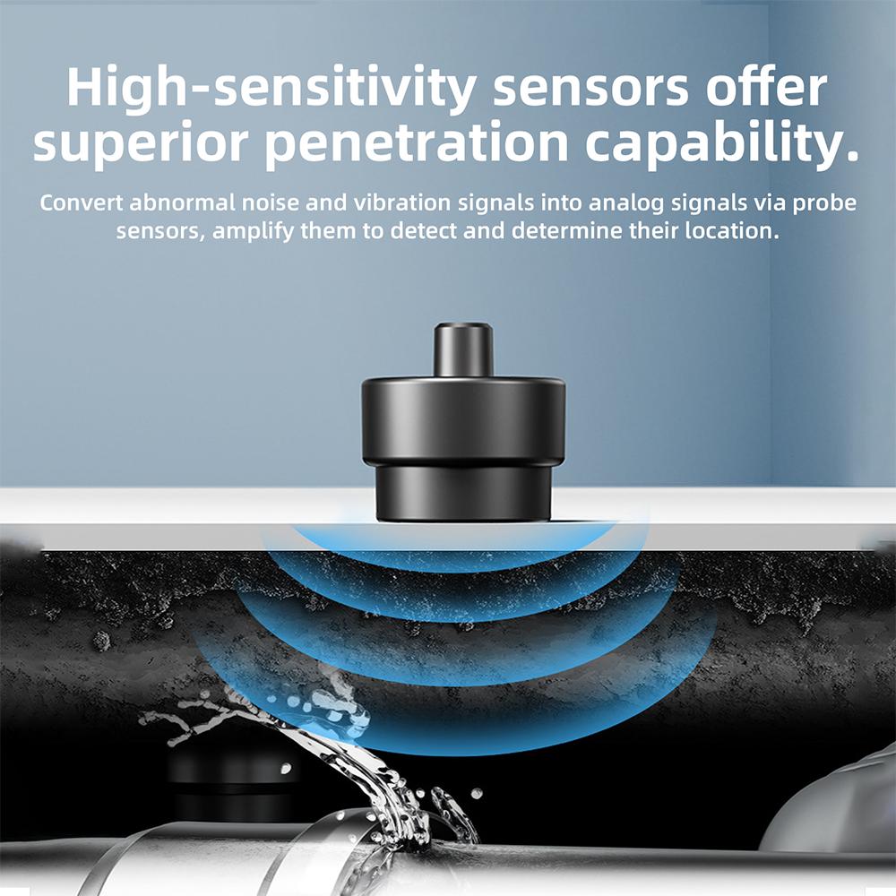 F03 High-Sensitivity Pipe Leak Locator Water Pipe/Underfloor Heating Acoustic Source Strength Receiver Detector Type C Interface