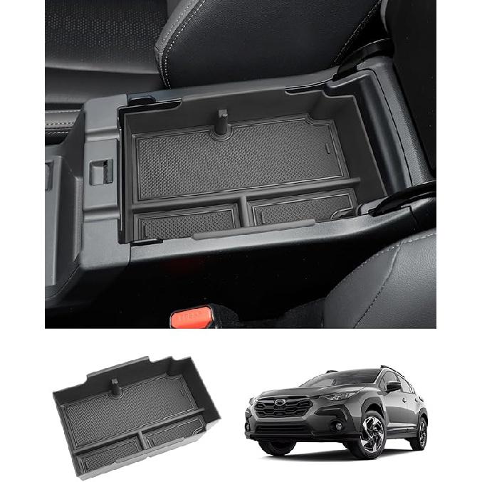 2 Layer-2024 2025 2026 Crosstrek Center Console Organizer For Subaru Crosstrek (Base/Premium/Sport/Limited/Wildernes),Durable ABS 2025