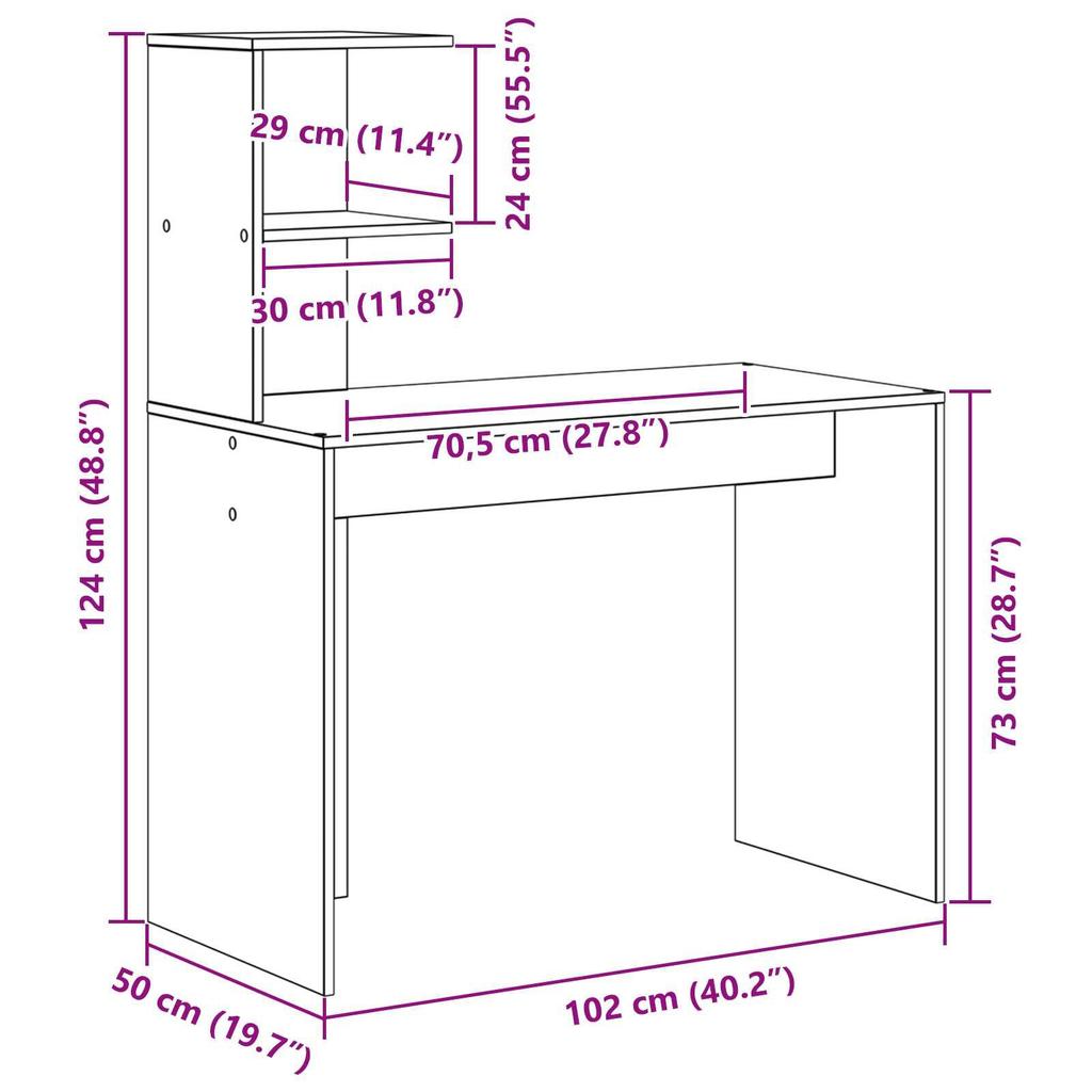 vidaXL Sonoma Eiche Schreibtisch Sonoma Eiche Spanplatte Standard