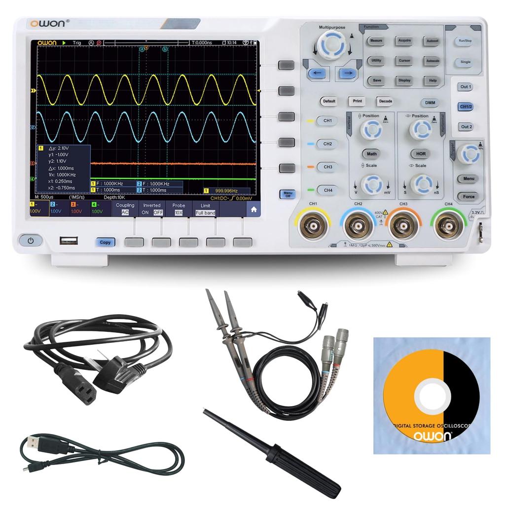 OWON XDS3104E Digital 40M Record Waveform Update Rate up to LCD SCPI USB Instruction Manual 4-Channel Oscilloscope, 1G/s, 100MHz, 8-bit, 1GS/s (1