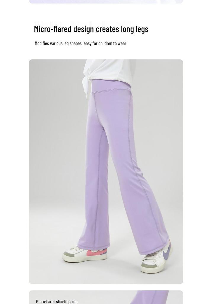 Girls' High Elasticity Skin-Friendly Yoga Flare Pants