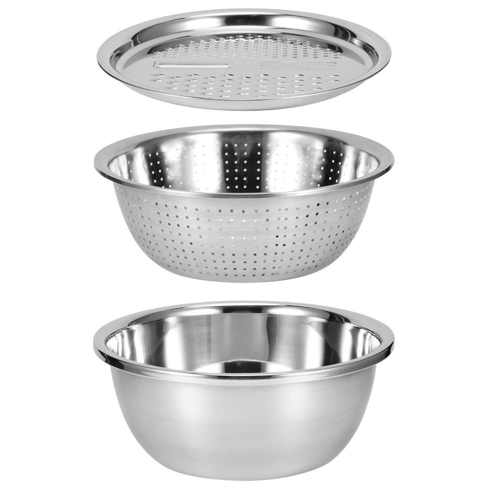 3Pcs Three-in-one Grater Bowl Multifunctional Washing Basin Practical Slicing Disc  Kitchen