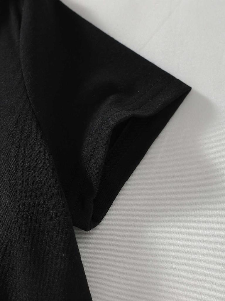 Cute Girl's Black Dresses, Lightweight Casual Short Sleeve Dress to Kids 5-14 Years Comfortable and Soft