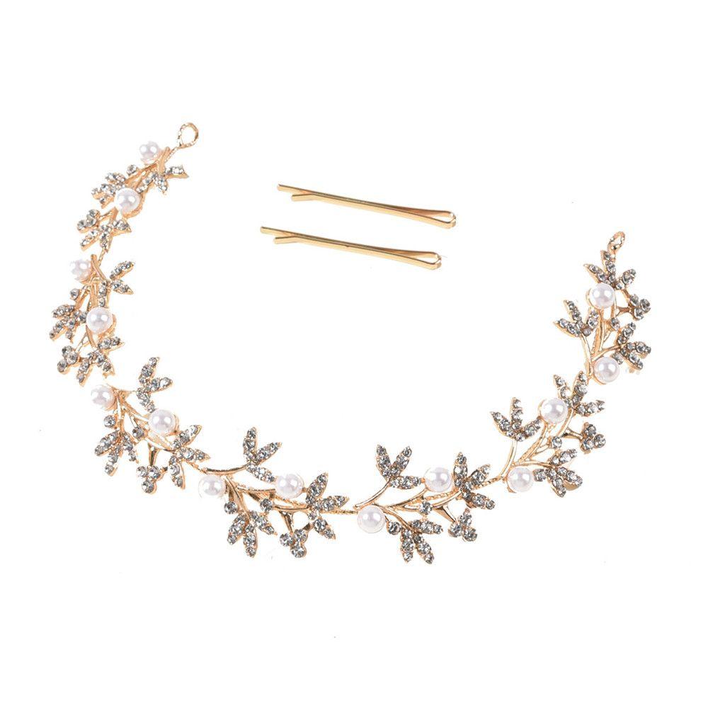 Pearl Rhinestone Women Headband Women Bride Tiara Headband Hair Jewelry Silver Color Hairband Flower Wedding Hair Accessories