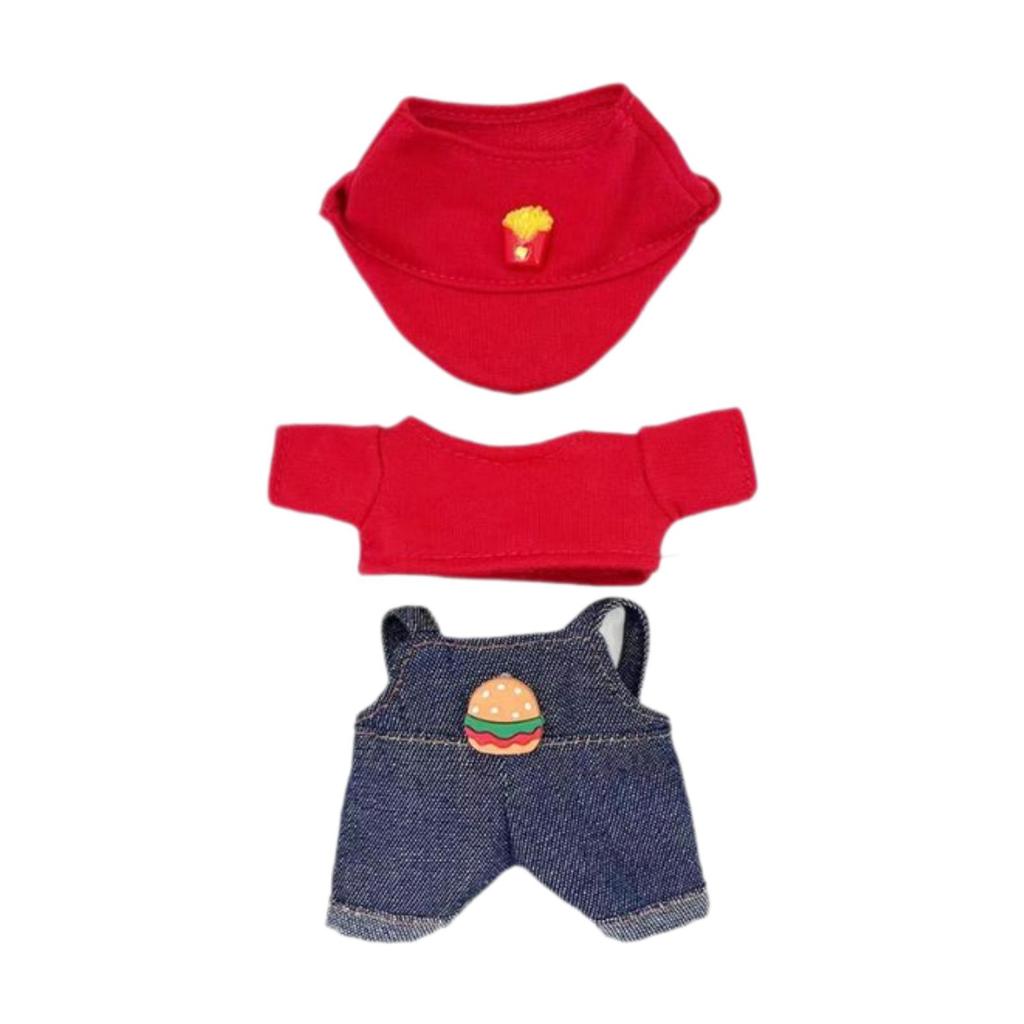 Dukkeklær med hatt, Søt solid motekjole, Klær til 17 cm anheng Labubu