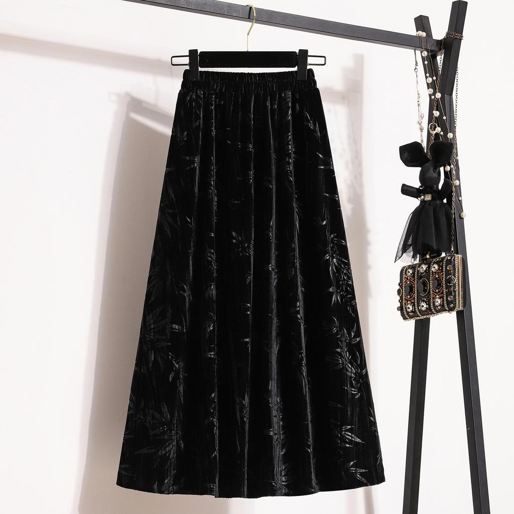 Large Size Womens Winter Updated Style Slimming Abdomen and Astringent Skirt Fat Mm Age-reducing Mid-length Large Umbrella Skirt