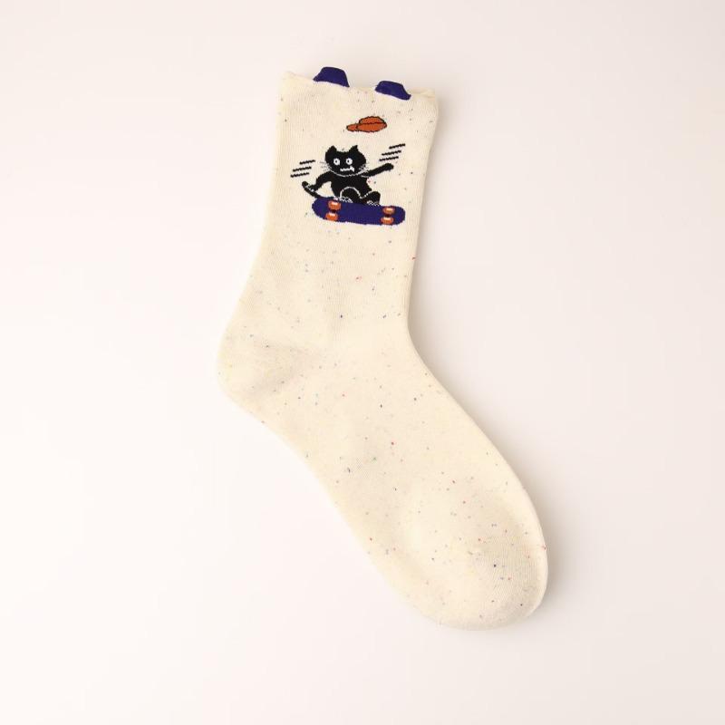 Ladies Spring and Summer Cartoon Funny Cute College Tube Socks