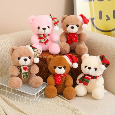 Cute Christmas Scarf Bear Teddy Bear Doll Plush Toy Hug Bear Doll Girl Soothing Rag Doll
