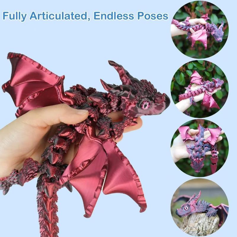 1Pcs 20/30Cm Articulated Dragons Fidget Dragons Desktop Ornaments New 3D Printed Wyvern Dragon With Wings Simulation Model Gift