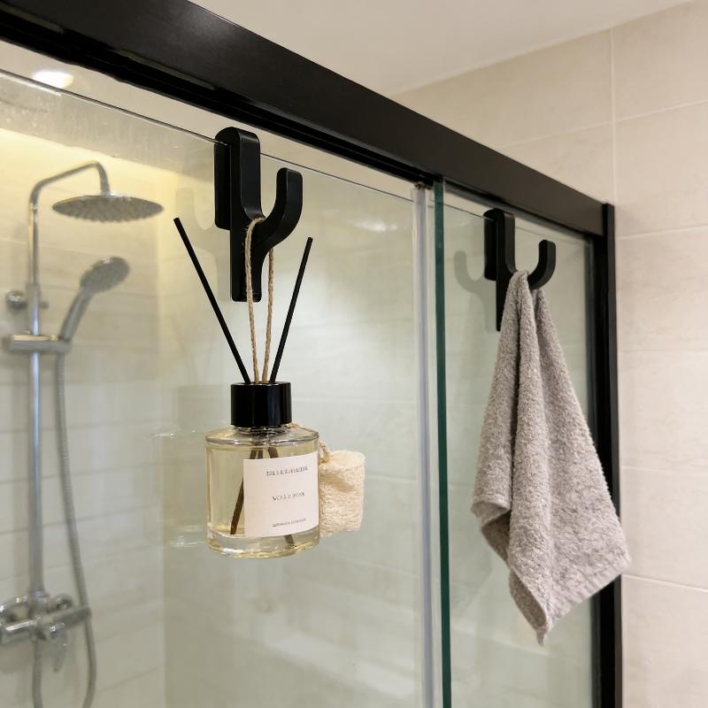 Shower Door Hooks White Black Glass Door Hooks For 6 Mm Thick Wall Glass Easy To Install Robes Towels Clothing No Drilling