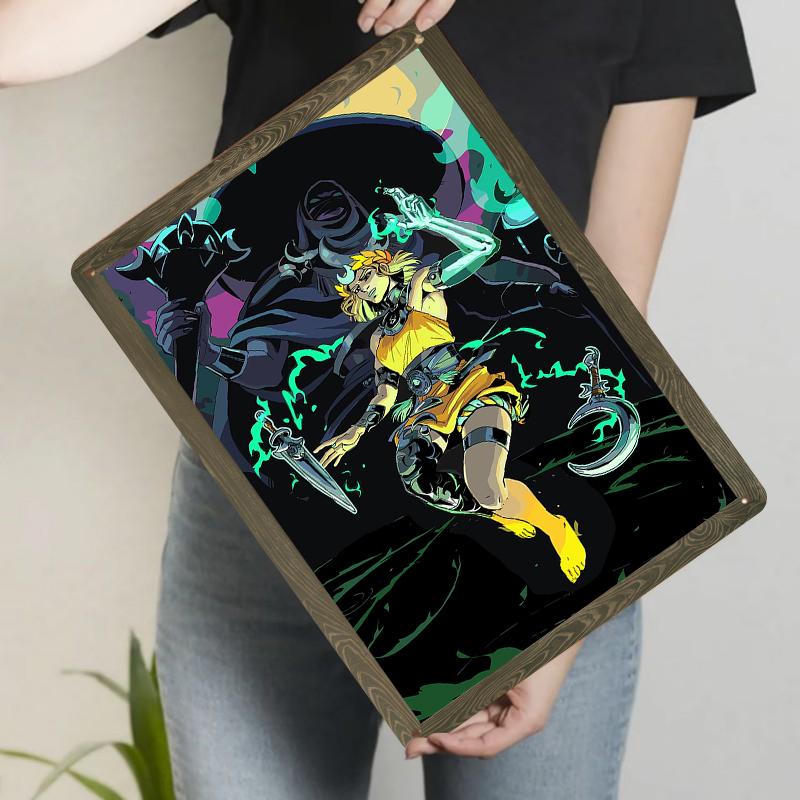 

Mechanical Warrior vs Shadow Mage Fantasy Metal Wall Art Game Room Decorative Iron Painting Relief Craft 20x30cm（7.8x11.8inch）