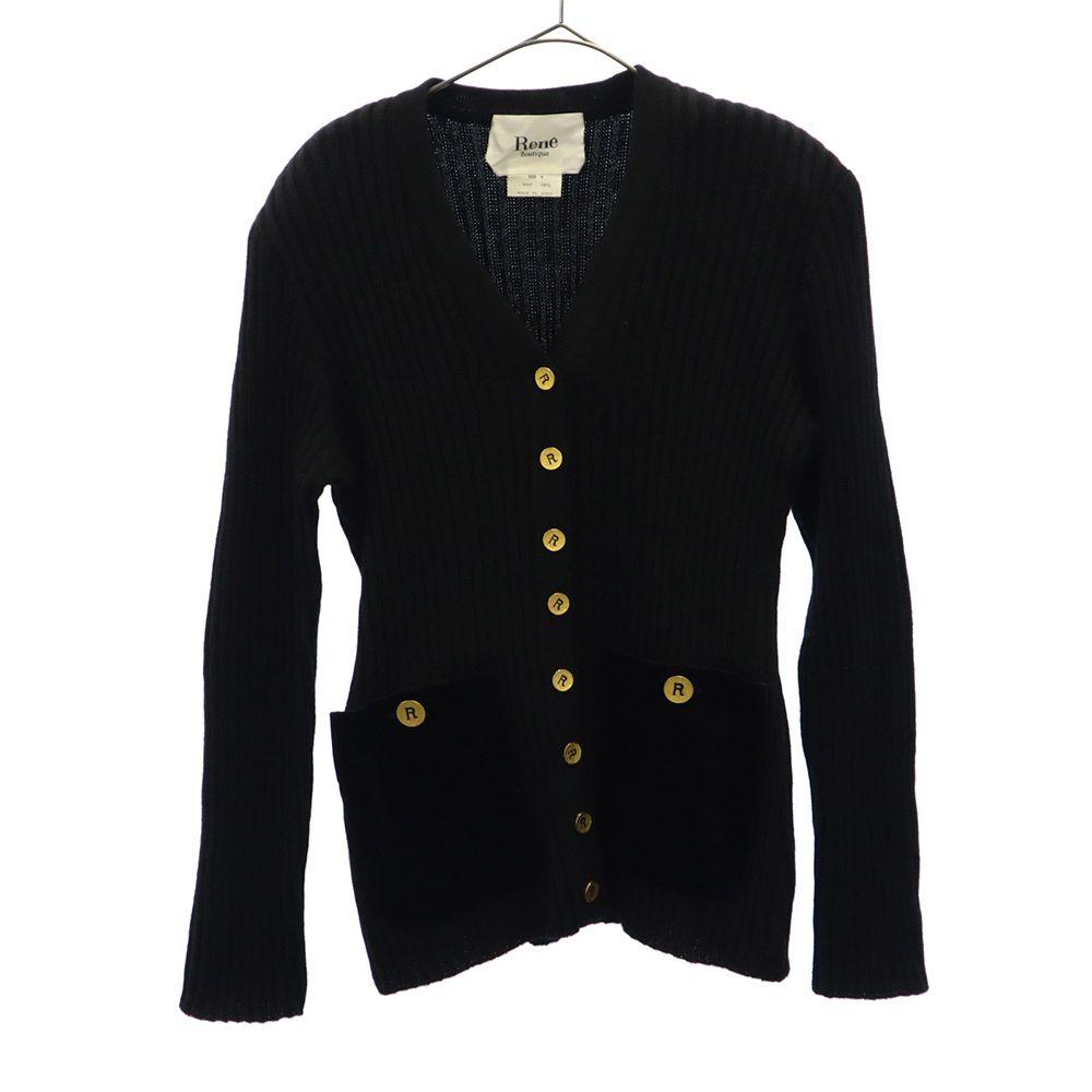 Rene boutique Long sleeve Wool knit cardigan 9 black Women Used