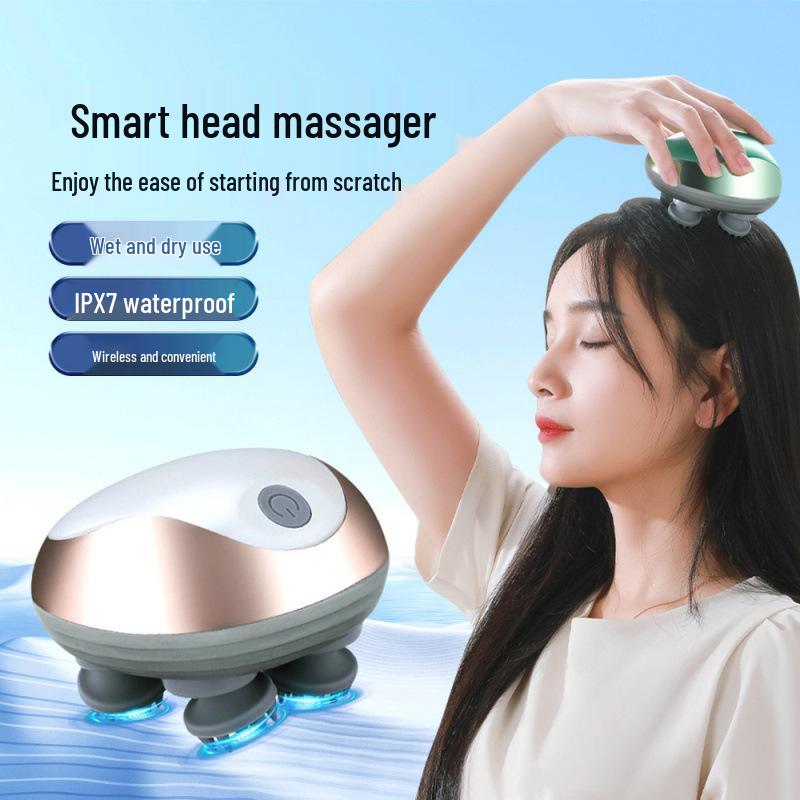 Waterproof Electric Scalp Massager: Kneading Acupoint Therapy & Hair Care Brush