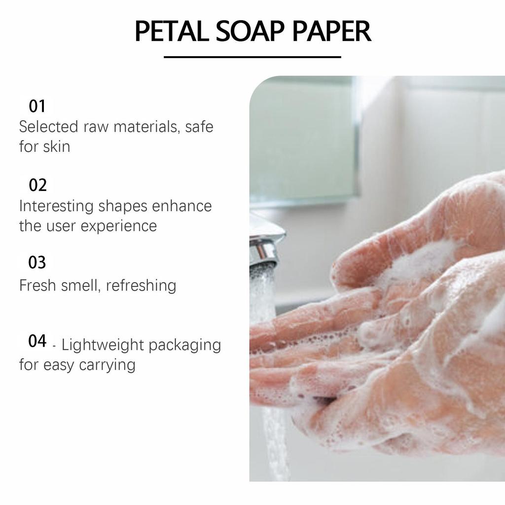 Petal Hand Soap Sheets Set, Gentle Cleansing & Moisturizing Hand Skin, Portable Disposable Cleansing Soap Paper for Travel & Daily Use