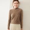 Women's Heavyweight Cashmere Cable Knit Top, Long Sleeve, Semi-High Neck, Loose, Warm Sweater for Autumn/Winter.