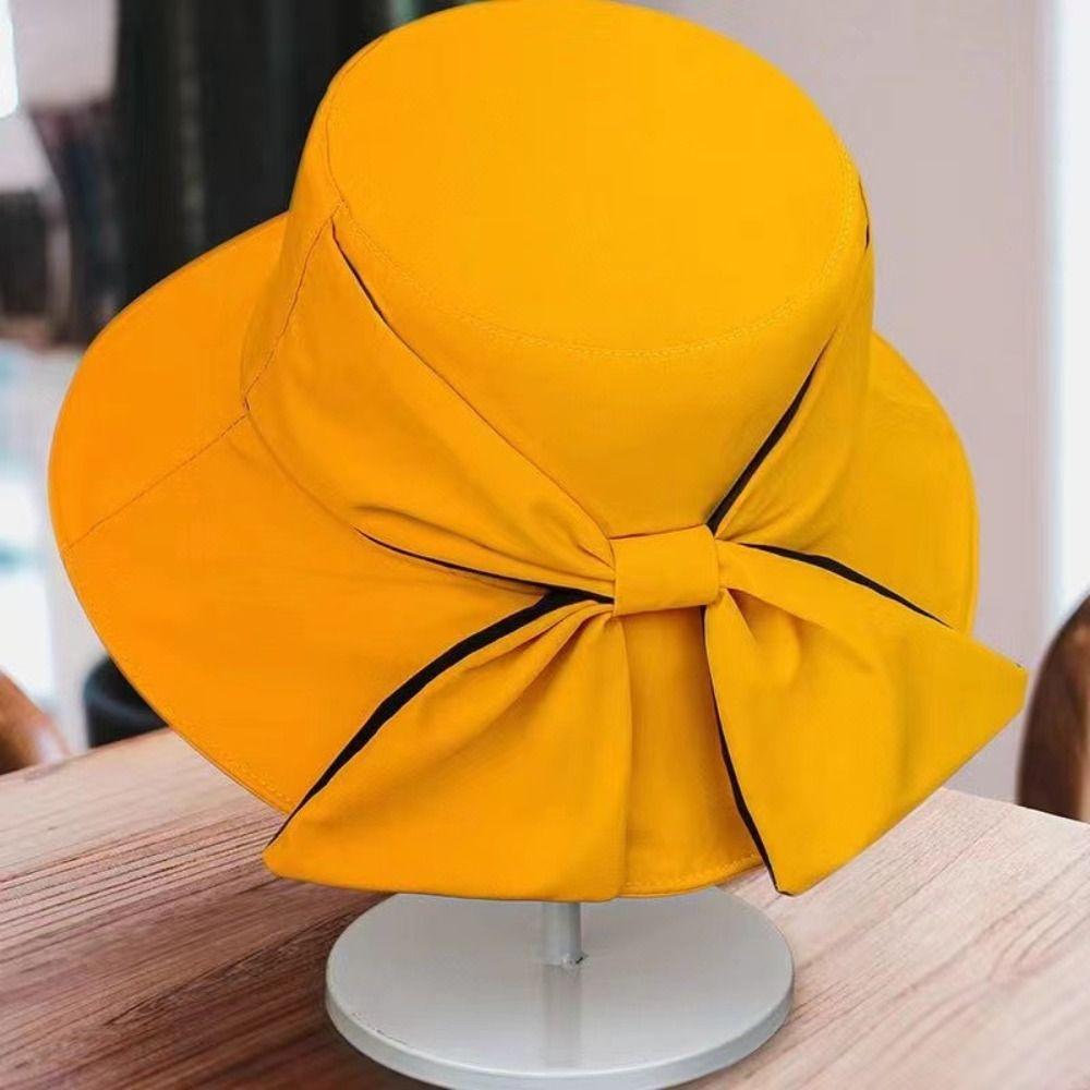 Fashion Beach Sun Cap Outdoor Women Bucket Hat New Bow Tie Fisherman Hat