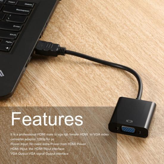 DOONJIEY HDMI-compatible Male to VGA Female 1080P Video Converter Adapter for PC DVD HDTV
