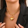 European & American Hip Hop Heart Pendant Necklace - Stylish Short Metal Clavicle Chain