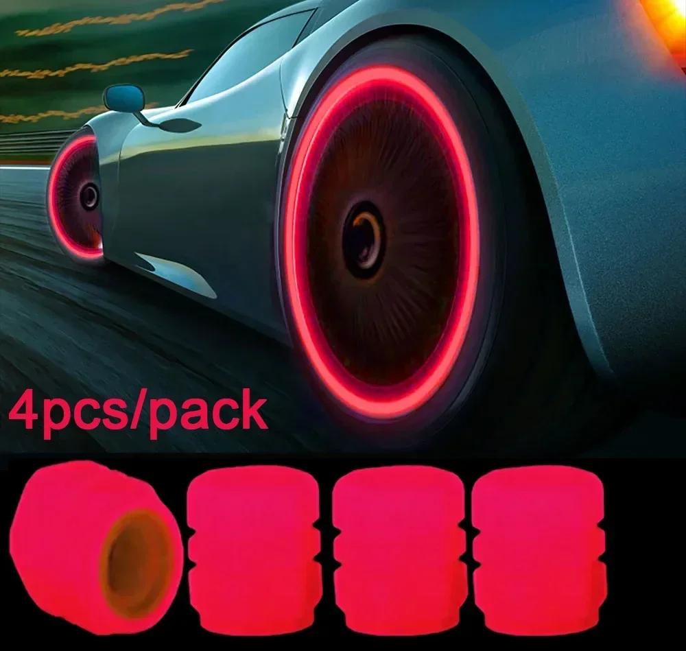 1/20pc Luminous Valve Caps Fluorescent Night Glowing Car Decor Universal Motorcycle Bicycle Dustproof Tyre Valve Decorative Stem