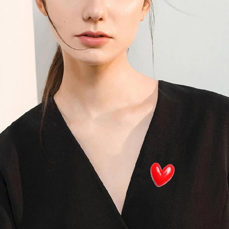 Red Heart Shape Enamel Pins Sweater Shawl Pins Heart Shape Lapel Pins for Shawls