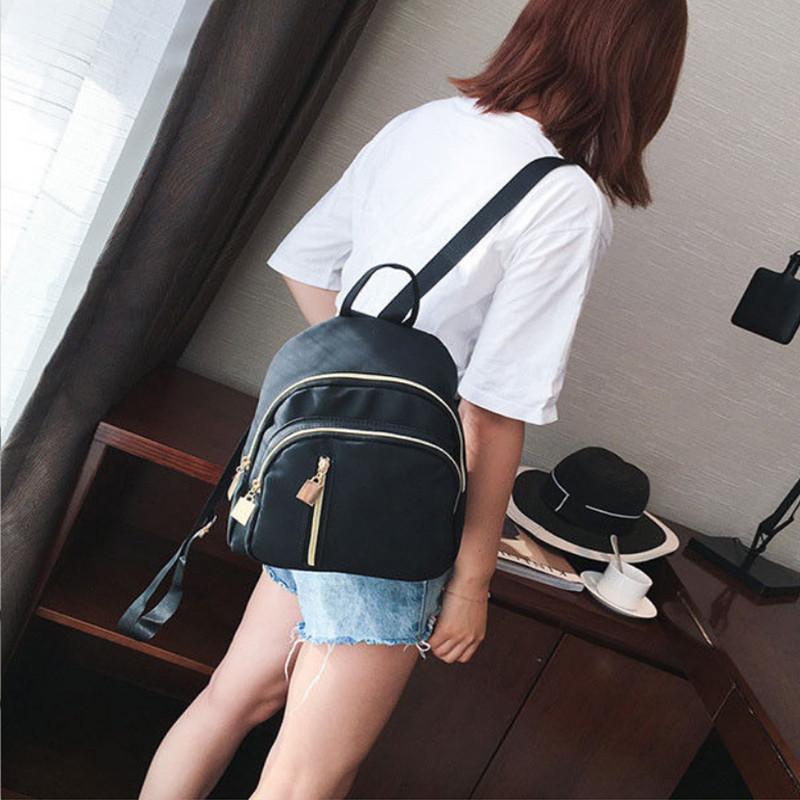 Stylish Women's Urban Chic Nylon Backpack Black Waterproof Lightweight Design