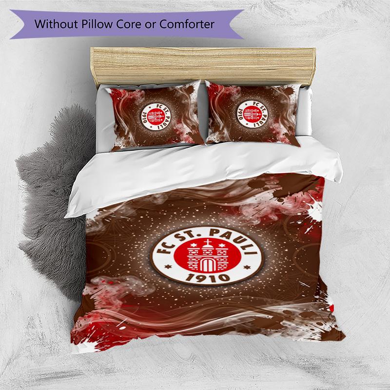 FC St. Set Lenzuola 3 Pezzi Stampato Calcio Pauli, Confortevole Set Copripiumino per Camera da Letto Amico della Pelle