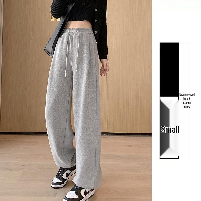 

Женские серые спортивные брюки из овчины - Осень/Зима 2025 г. Новые свободные повседневные брюки широкого кроя с утолщенной отделкой по щиколотку. S (80-95 lbs)